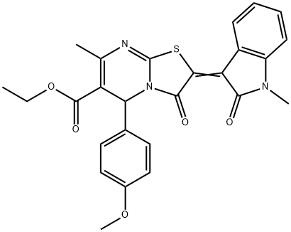 ethyl (2Z)-5-(4-methoxyphenyl)-7-methyl-2-(1-methyl-2-oxoindol-3-ylidene)-3-oxo-5H-[1,3]thiazolo[3,2-a]pyrimidine-6-carboxylate Struktur