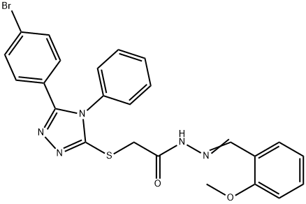 2-[[5-(4-bromophenyl)-4-phenyl-1,2,4-triazol-3-yl]sulfanyl]-N-[(E)-(2-methoxyphenyl)methylideneamino]acetamide Struktur