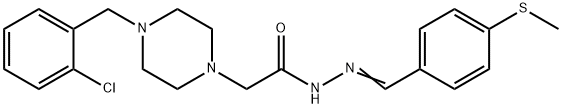 2-[4-[(2-chlorophenyl)methyl]piperazin-1-yl]-N-[(E)-(4-methylsulfanylphenyl)methylideneamino]acetamide Struktur