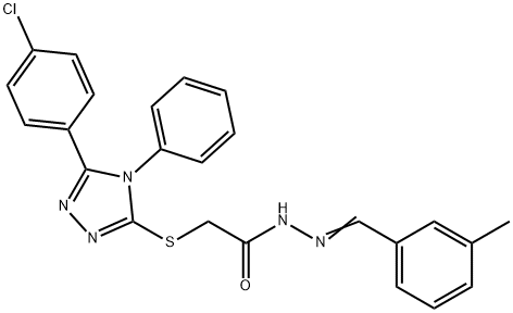 2-[[5-(4-chlorophenyl)-4-phenyl-1,2,4-triazol-3-yl]sulfanyl]-N-[(E)-(3-methylphenyl)methylideneamino]acetamide Struktur