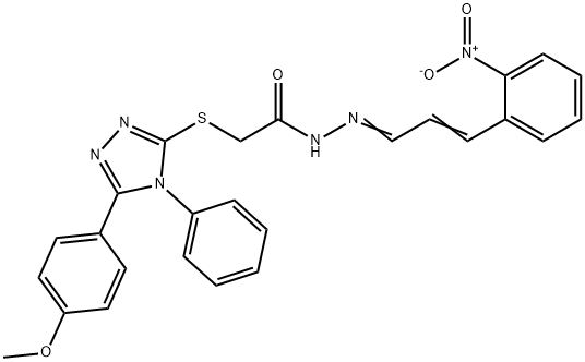 2-[[5-(4-methoxyphenyl)-4-phenyl-1,2,4-triazol-3-yl]sulfanyl]-N-[(E)-[(E)-3-(2-nitrophenyl)prop-2-enylidene]amino]acetamide Struktur