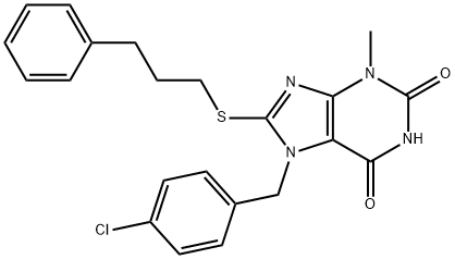 7-[(4-chlorophenyl)methyl]-3-methyl-8-(3-phenylpropylsulfanyl)purine-2,6-dione Struktur