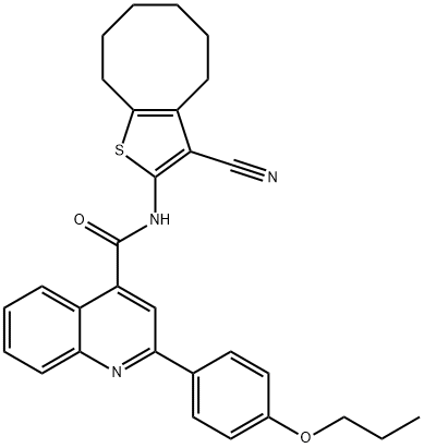 N-(3-cyano-4,5,6,7,8,9-hexahydrocycloocta[b]thiophen-2-yl)-2-(4-propoxyphenyl)quinoline-4-carboxamide Structure