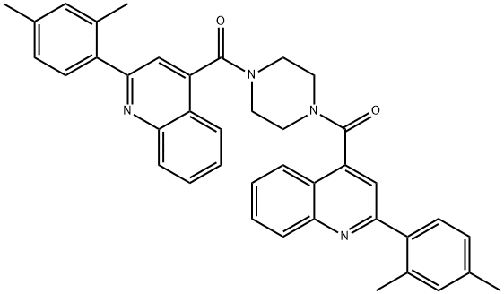 [4-[2-(2,4-dimethylphenyl)quinoline-4-carbonyl]piperazin-1-yl]-[2-(2,4-dimethylphenyl)quinolin-4-yl]methanone Structure