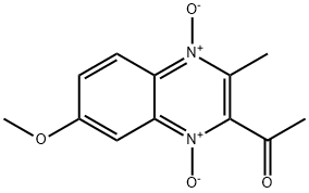 1-(7-methoxy-3-methyl-4-oxido-1-oxoquinoxalin-1-ium-2-yl)ethanone Struktur