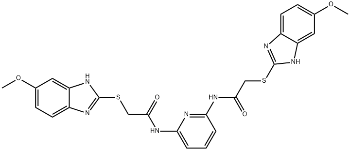 2-[(6-methoxy-1H-benzimidazol-2-yl)sulfanyl]-N-[6-[[2-[(6-methoxy-1H-benzimidazol-2-yl)sulfanyl]acetyl]amino]pyridin-2-yl]acetamide Structure