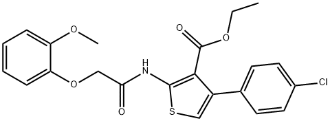 ethyl 4-(4-chlorophenyl)-2-[[2-(2-methoxyphenoxy)acetyl]amino]thiophene-3-carboxylate Struktur