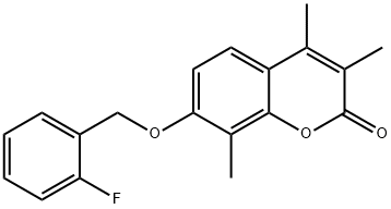 7-[(2-fluorophenyl)methoxy]-3,4,8-trimethylchromen-2-one Struktur
