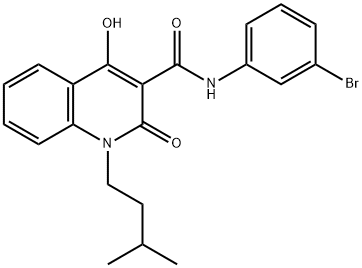 N-(3-bromophenyl)-4-hydroxy-1-(3-methylbutyl)-2-oxoquinoline-3-carboxamide Struktur