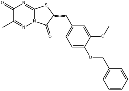 (2Z)-2-[(3-methoxy-4-phenylmethoxyphenyl)methylidene]-6-methyl-[1,3]thiazolo[3,2-b][1,2,4]triazine-3,7-dione Struktur