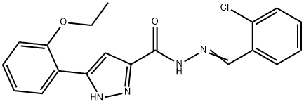 N-[(E)-(2-chlorophenyl)methylideneamino]-3-(2-ethoxyphenyl)-1H-pyrazole-5-carboxamide Struktur