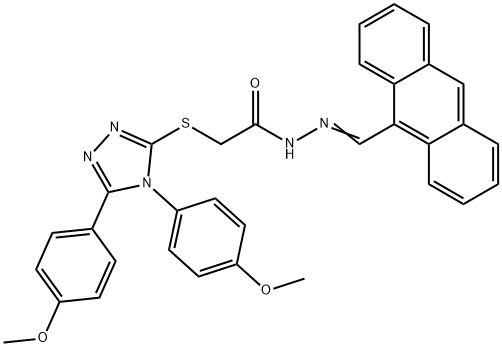 N-[(E)-anthracen-9-ylmethylideneamino]-2-[[4,5-bis(4-methoxyphenyl)-1,2,4-triazol-3-yl]sulfanyl]acetamide Struktur