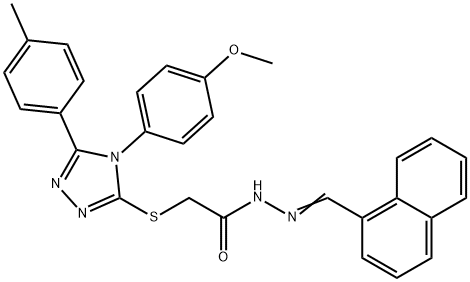 2-[[4-(4-methoxyphenyl)-5-(4-methylphenyl)-1,2,4-triazol-3-yl]sulfanyl]-N-[(E)-naphthalen-1-ylmethylideneamino]acetamide Struktur