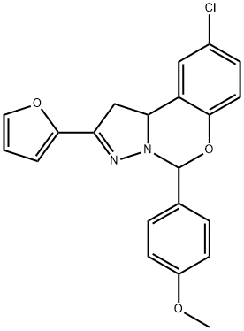 9-chloro-2-(furan-2-yl)-5-(4-methoxyphenyl)-5,10b-dihydro-1H-pyrazolo[1,5-c][1,3]benzoxazine Struktur