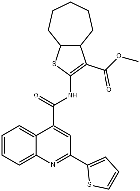 methyl 2-[(2-thiophen-2-ylquinoline-4-carbonyl)amino]-5,6,7,8-tetrahydro-4H-cyclohepta[b]thiophene-3-carboxylate Structure
