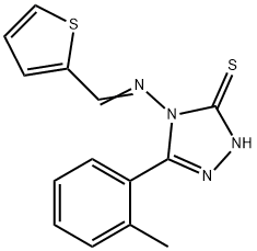 3-(2-methylphenyl)-4-[(E)-thiophen-2-ylmethylideneamino]-1H-1,2,4-triazole-5-thione Struktur