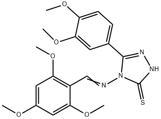 3-(3,4-dimethoxyphenyl)-4-[(E)-(2,4,6-trimethoxyphenyl)methylideneamino]-1H-1,2,4-triazole-5-thione Struktur