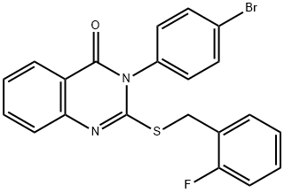 3-(4-bromophenyl)-2-[(2-fluorophenyl)methylsulfanyl]quinazolin-4-one Struktur