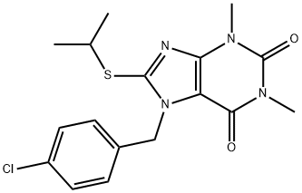7-[(4-chlorophenyl)methyl]-1,3-dimethyl-8-propan-2-ylsulfanylpurine-2,6-dione Struktur