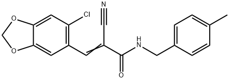 (E)-3-(6-chloro-1,3-benzodioxol-5-yl)-2-cyano-N-[(4-methylphenyl)methyl]prop-2-enamide Structure