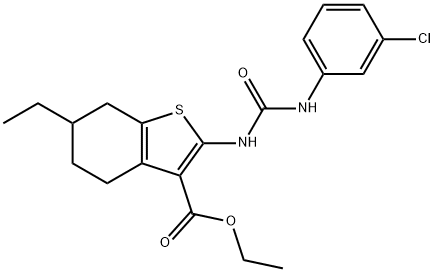 ethyl 2-[(3-chlorophenyl)carbamoylamino]-6-ethyl-4,5,6,7-tetrahydro-1-benzothiophene-3-carboxylate Structure