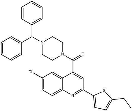 (4-benzhydrylpiperazin-1-yl)-[6-chloro-2-(5-ethylthiophen-2-yl)quinolin-4-yl]methanone Struktur
