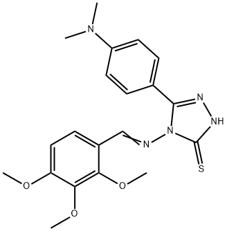 3-[4-(dimethylamino)phenyl]-4-[(E)-(2,3,4-trimethoxyphenyl)methylideneamino]-1H-1,2,4-triazole-5-thione Struktur