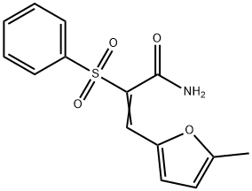 (E)-2-(benzenesulfonyl)-3-(5-methylfuran-2-yl)prop-2-enamide Struktur