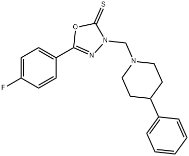 5-(4-fluorophenyl)-3-[(4-phenylpiperidin-1-yl)methyl]-1,3,4-oxadiazole-2-thione Struktur