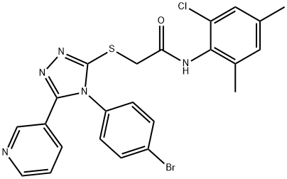 2-[[4-(4-bromophenyl)-5-pyridin-3-yl-1,2,4-triazol-3-yl]sulfanyl]-N-(2-chloro-4,6-dimethylphenyl)acetamide Struktur