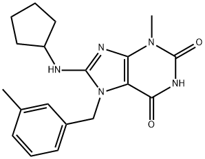 8-(cyclopentylamino)-3-methyl-7-[(3-methylphenyl)methyl]purine-2,6-dione Struktur