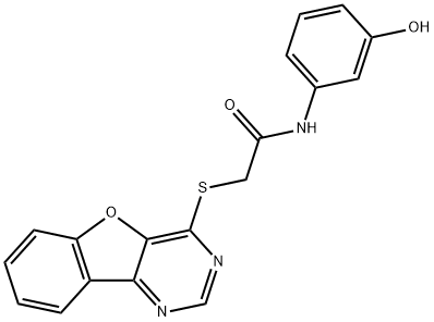 2-([1]benzofuro[3,2-d]pyrimidin-4-ylsulfanyl)-N-(3-hydroxyphenyl)acetamide Struktur
