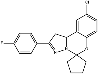 9-chloro-2-(4-fluorophenyl)spiro[1,10b-dihydropyrazolo[1,5-c][1,3]benzoxazine-5,1'-cyclopentane] Struktur