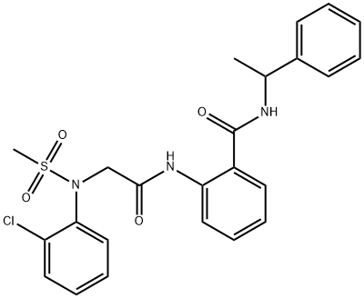 2-[[2-(2-chloro-N-methylsulfonylanilino)acetyl]amino]-N-(1-phenylethyl)benzamide Struktur