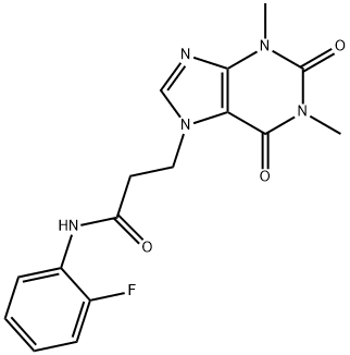 3-(1,3-dimethyl-2,6-dioxopurin-7-yl)-N-(2-fluorophenyl)propanamide Structure