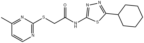 N-(5-cyclohexyl-1,3,4-thiadiazol-2-yl)-2-(4-methylpyrimidin-2-yl)sulfanylacetamide Struktur