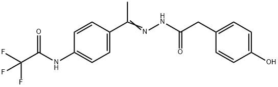 2,2,2-trifluoro-N-[4-[(Z)-N-[[2-(4-hydroxyphenyl)acetyl]amino]-C-methylcarbonimidoyl]phenyl]acetamide Struktur