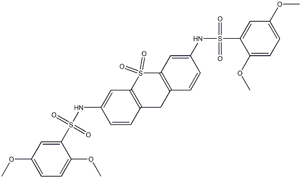 N-[6-[(2,5-dimethoxyphenyl)sulfonylamino]-10,10-dioxo-9H-thioxanthen-3-yl]-2,5-dimethoxybenzenesulfonamide Struktur