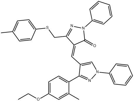 (4Z)-4-[[3-(4-ethoxy-2-methylphenyl)-1-phenylpyrazol-4-yl]methylidene]-5-[(4-methylphenyl)sulfanylmethyl]-2-phenylpyrazol-3-one Struktur