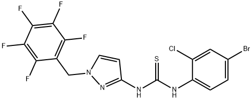 1-(4-bromo-2-chlorophenyl)-3-[1-[(2,3,4,5,6-pentafluorophenyl)methyl]pyrazol-3-yl]thiourea Structure