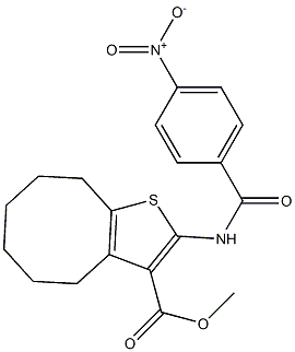methyl 2-[(4-nitrobenzoyl)amino]-4,5,6,7,8,9-hexahydrocycloocta[b]thiophene-3-carboxylate Structure
