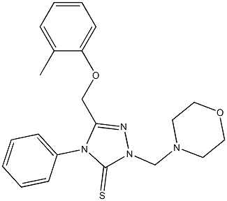5-[(2-methylphenoxy)methyl]-2-(morpholin-4-ylmethyl)-4-phenyl-1,2,4-triazole-3-thione Struktur