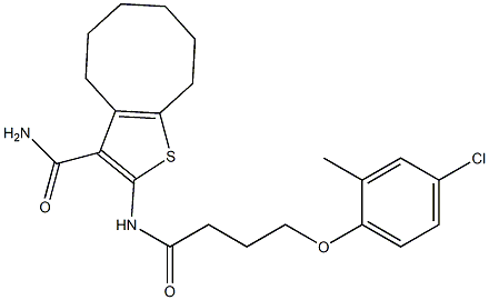 2-[4-(4-chloro-2-methylphenoxy)butanoylamino]-4,5,6,7,8,9-hexahydrocycloocta[b]thiophene-3-carboxamide Structure
