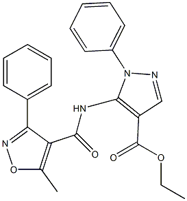 ethyl 5-[(5-methyl-3-phenyl-1,2-oxazole-4-carbonyl)amino]-1-phenylpyrazole-4-carboxylate Structure