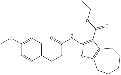 ethyl 2-[3-(4-methoxyphenyl)propanoylamino]-5,6,7,8-tetrahydro-4H-cyclohepta[b]thiophene-3-carboxylate Structure