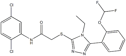 N-(2,5-dichlorophenyl)-2-[[5-[2-(difluoromethoxy)phenyl]-4-ethyl-1,2,4-triazol-3-yl]sulfanyl]acetamide Struktur