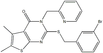 2-[(3-bromophenyl)methylsulfanyl]-5,6-dimethyl-3-(pyridin-2-ylmethyl)thieno[2,3-d]pyrimidin-4-one Struktur