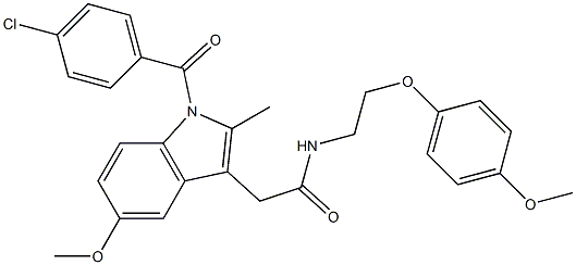 2-[1-(4-chlorobenzoyl)-5-methoxy-2-methylindol-3-yl]-N-[2-(4-methoxyphenoxy)ethyl]acetamide Struktur