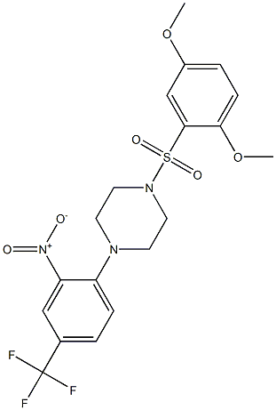 1-(2,5-dimethoxyphenyl)sulfonyl-4-[2-nitro-4-(trifluoromethyl)phenyl]piperazine Struktur