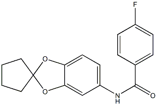 4-fluoro-N-spiro[1,3-benzodioxole-2,1'-cyclopentane]-5-ylbenzamide Struktur